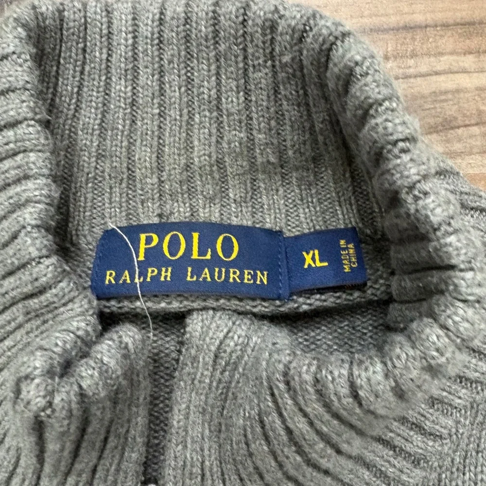 Vintage Polo Ralph Lauren Quarter Zip Pullover Mens XL Gray Cotton Sweater